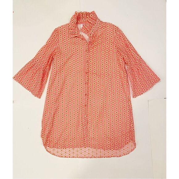 Victoria Dunn Shirt Dress Size XS Orange Floral - Picture 4 of 7